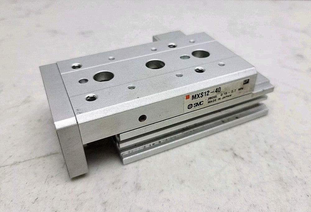 Smc MXS12-40 Pneumatic Linear Slide Table 12mm Bore 40mm Stroke Dual Rod Used