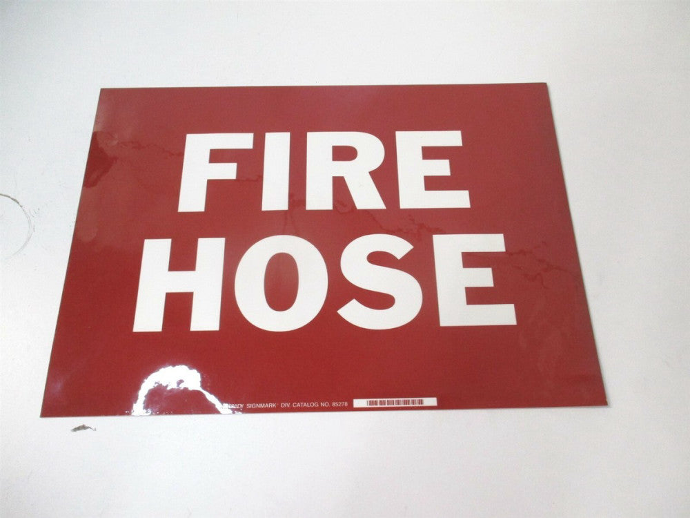 Brady (85278) 10" x 14" Dark Red/White Fire Hose Adhesive Surface Rectangle Sign