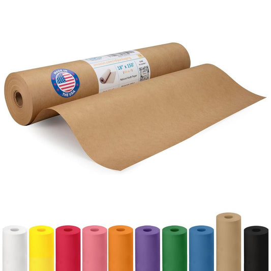 18" x 1800" (150 feet) - Brown Kraft Paper Roll - 50lb Thickness - Heavy-Duty...