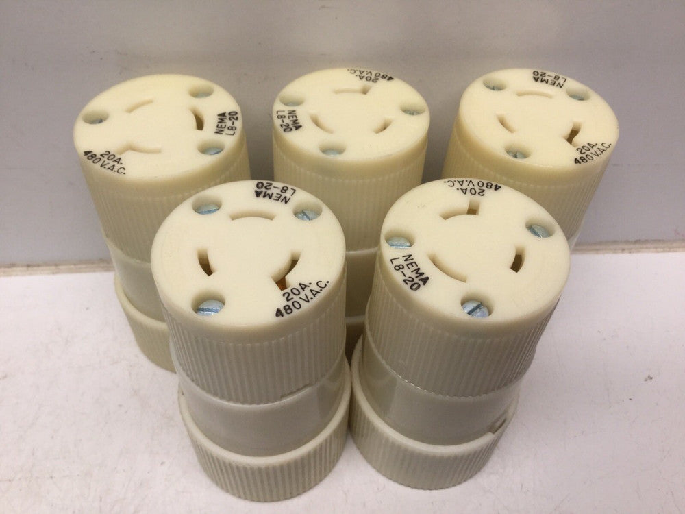 Bryant 70820-NC Locking Nylon Female Connector 20A 480V 2P 3W L8-20 (Lot of 5)