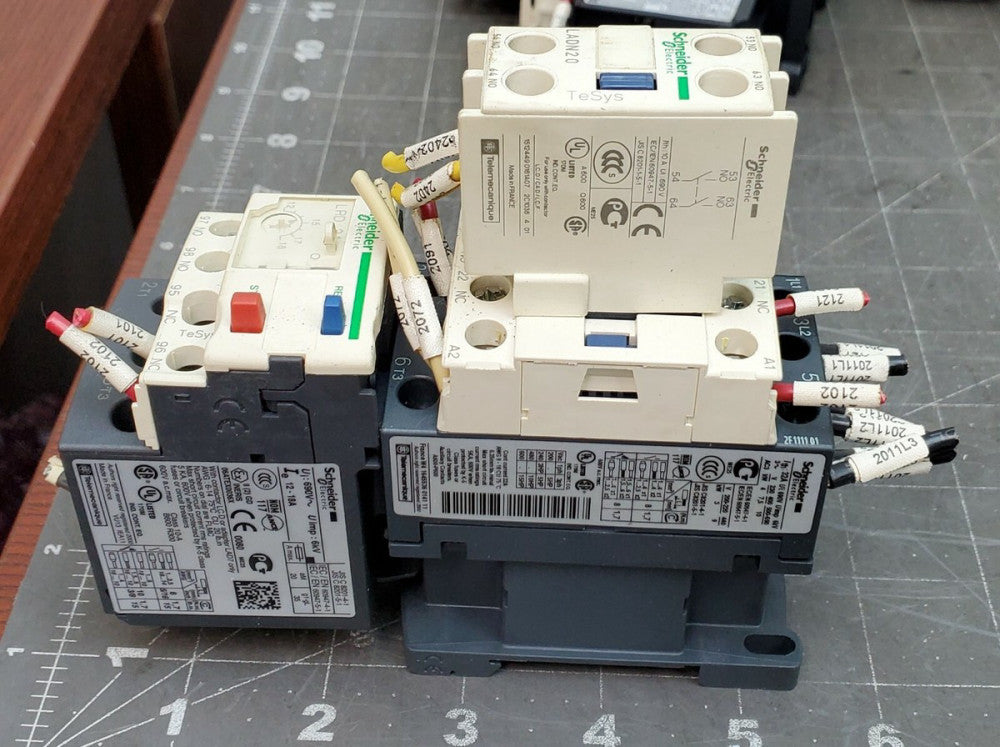 SCHNEIDER LC1 D18, LRD 21, LADN2O CONTACTOR RELAY SET 120V coil [B2B3]
