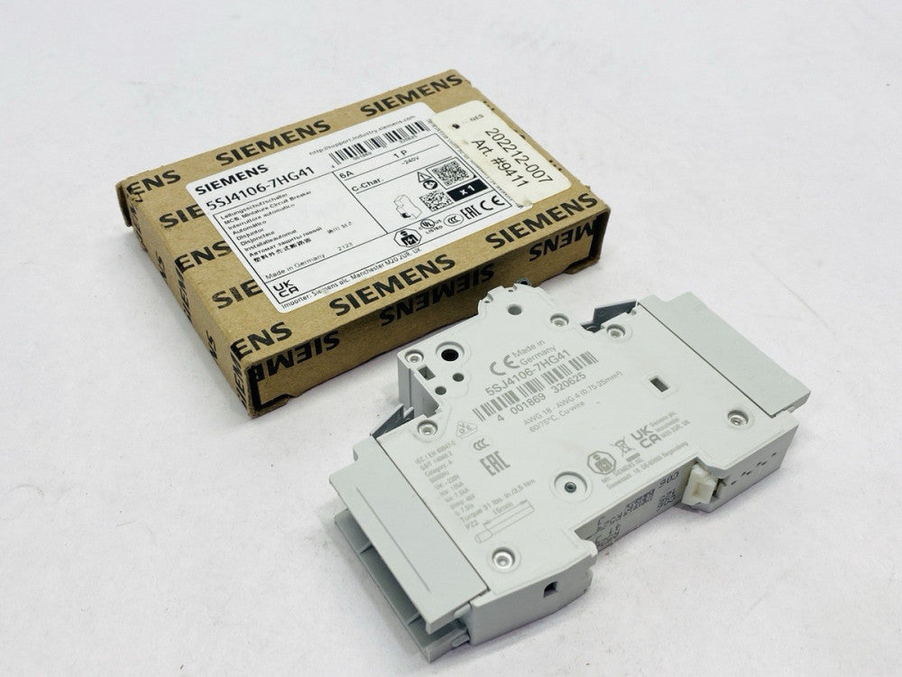 Siemens 5SJ4106-7HG41 Miniature Circuit Breaker 1-Pole 6A 240V