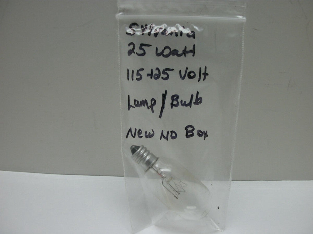 SYLVANIA 115-125V 25W MINIATURE LAMP BULBS 115-125V 25W T-8 E12 BASE 1-(BULB)NNB