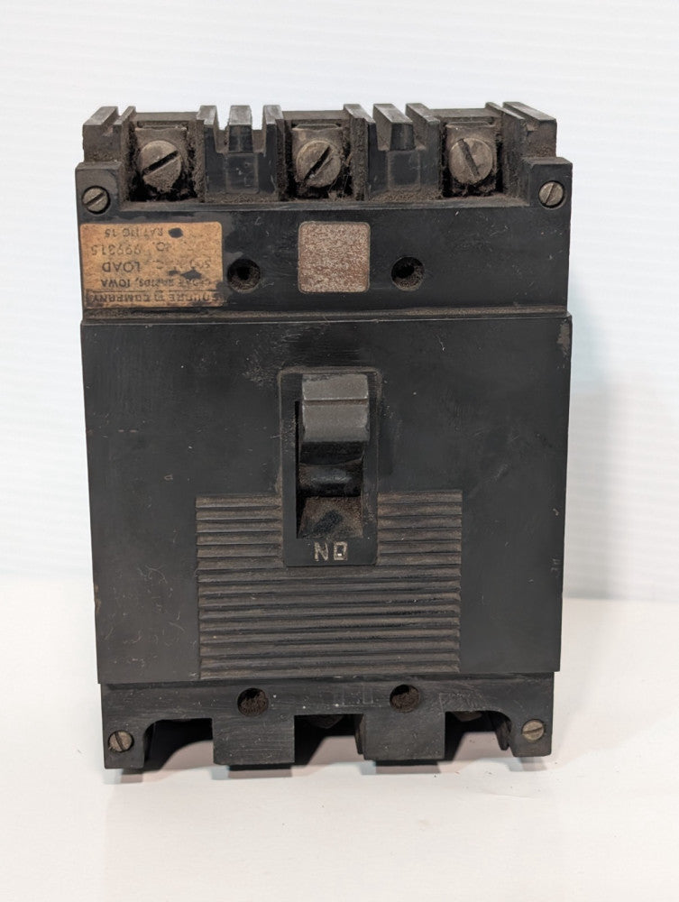 Square D 999315 Industrial Molded Case Circuit Breaker, 600 VAC Load, 3-Pole ML1