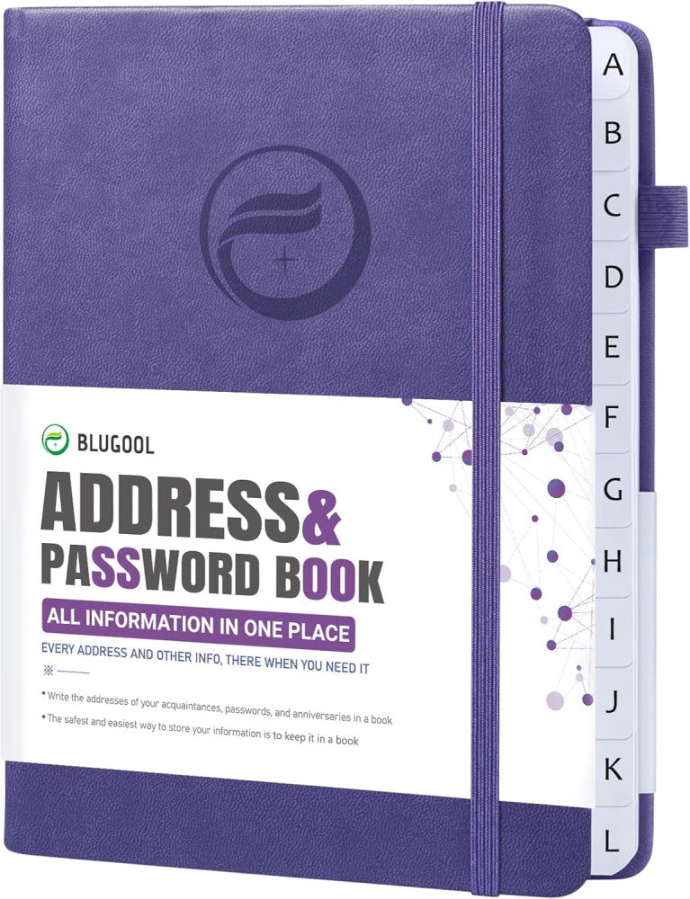 Address Book with Alphabetical Tabs, Hardcover Password Book, Address 