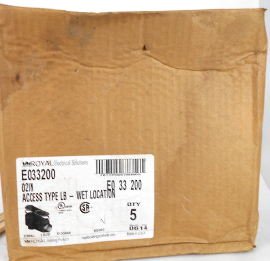 5 - 2'' Access Fittings Type LB Conduit Body PVC Gray ROYAL RLB 60S