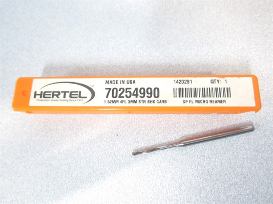 (MR34-0598.406) 1.52mm x 10.00mm x 50.00mm OAL Solid Carbide Chucking Reamer 