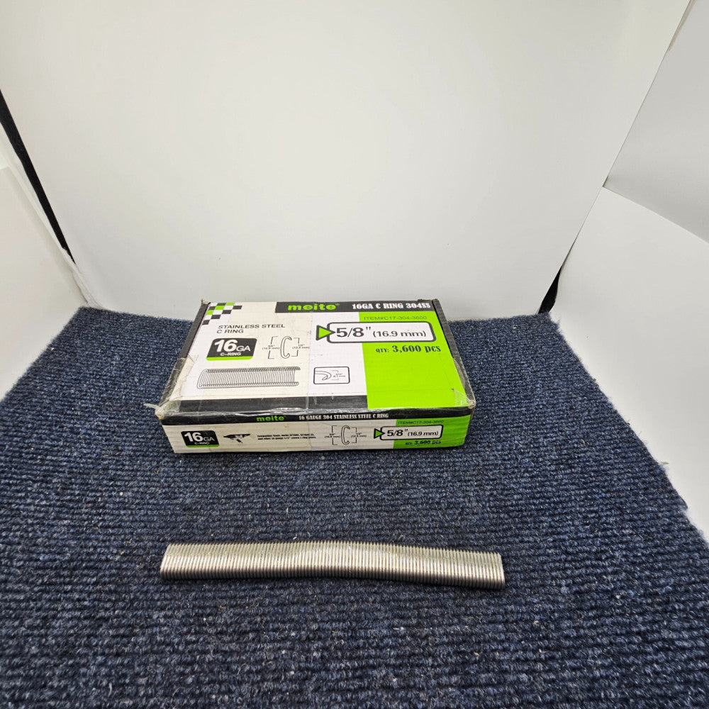 Meite C17-304-3600 16 Gauge 1/2" Crown C Hog Ring Staples 5/8" Outer Crown