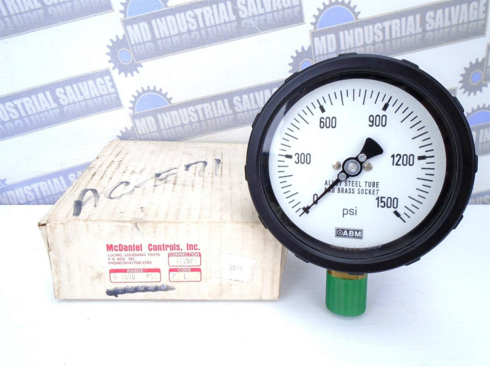 McDaniel Controls - 0-1500 psi ABM GAUGE - Code P L - 1/2" NPT Bottom - 4" FACE