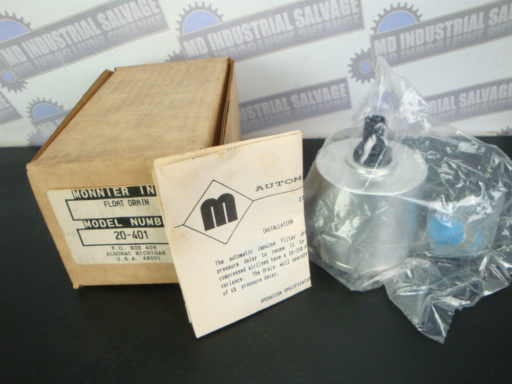 MONNIER - PART # 20-401 Automatic Impulse Filter Drain 1/4" IN, 1/4" or 1/8" Out