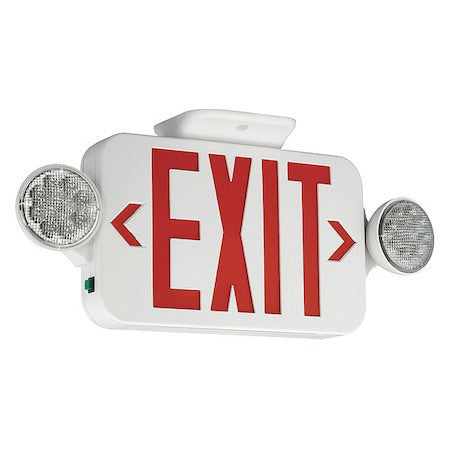 Compass Ccr Exit Sign With Emergency Lights, 7 1/4 In H X 18 In W, Led, Flush