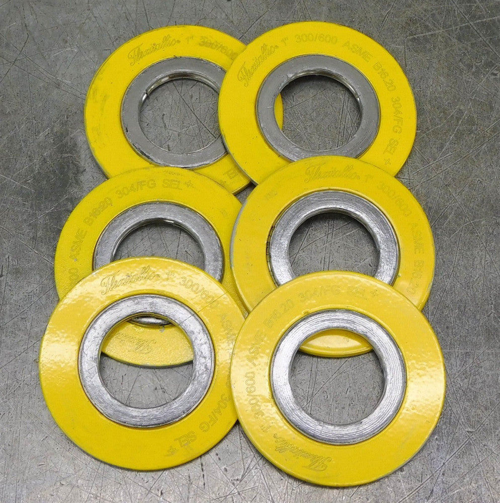 Flexitallic 300/600 ASME B16.20 304/FGSEL Spiral Wound Flange Gasket 1" Lot of 6