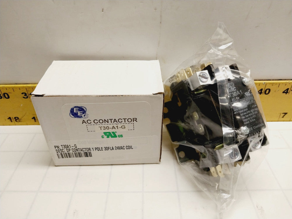 New EEC 30 Amp Contactor 277/240 VAC Single Phase 3 HP 24V Coil  T30-A1-G