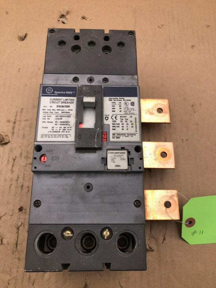 GE SFHA36T0250 250 Amp 3 Pole Current Limiting Molded Case Circuit Breaker 600V