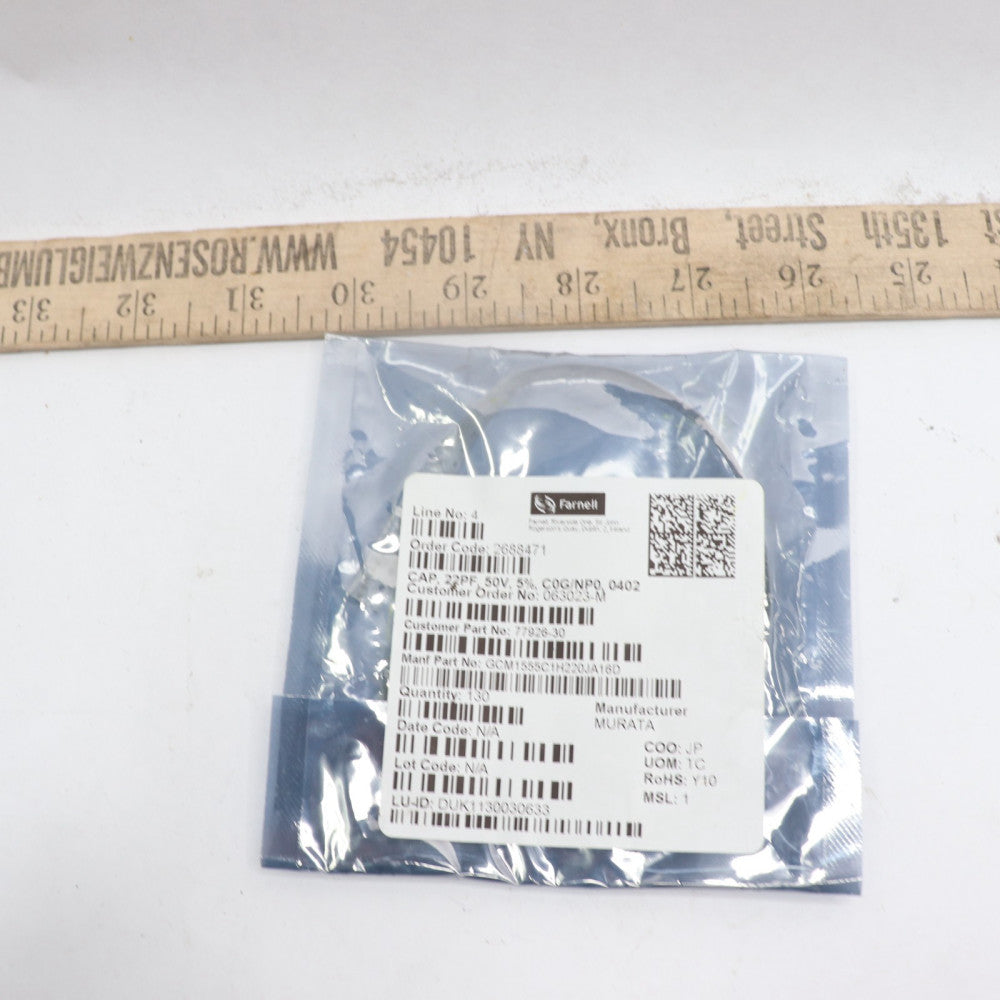 (130-Pk) Farnell Multilayer Ceramic Capacitor 22 pF 50 V Â± 5% C0G GCM1555C1H