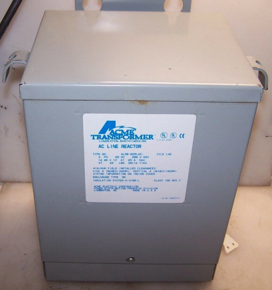 ACME 3 PHASE 600 VOLT AC LINE REACTOR ALRB-025LWE  NEMA TYPE 3R OUTDOOR 