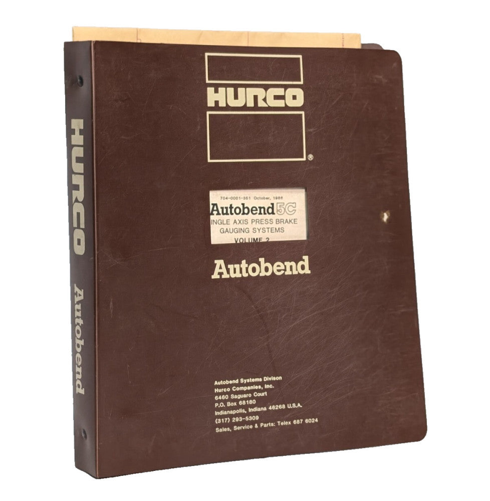 Hurco Autobend 5C Single Axis Press Brake Gauging System Owner's Manual, Vol. 2