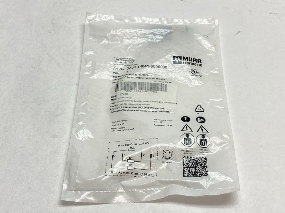 Murr Elektronik 7000-14041-0000000 Bus Terminating Plug For Profibus Male M12