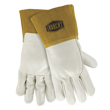 Ironcat 6010/S Welding Gloves, Gauntlet Cuff, Wing Thumb, A Cowhide, S, 12 Pk
