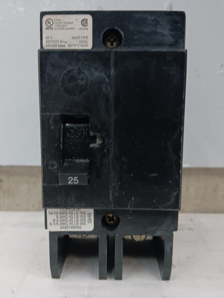 CUTLER HAMMER 25 AMP BOLT-ON CIRCUIT BREAKER 2 POLE 480Y/277 VAC GHB2025
