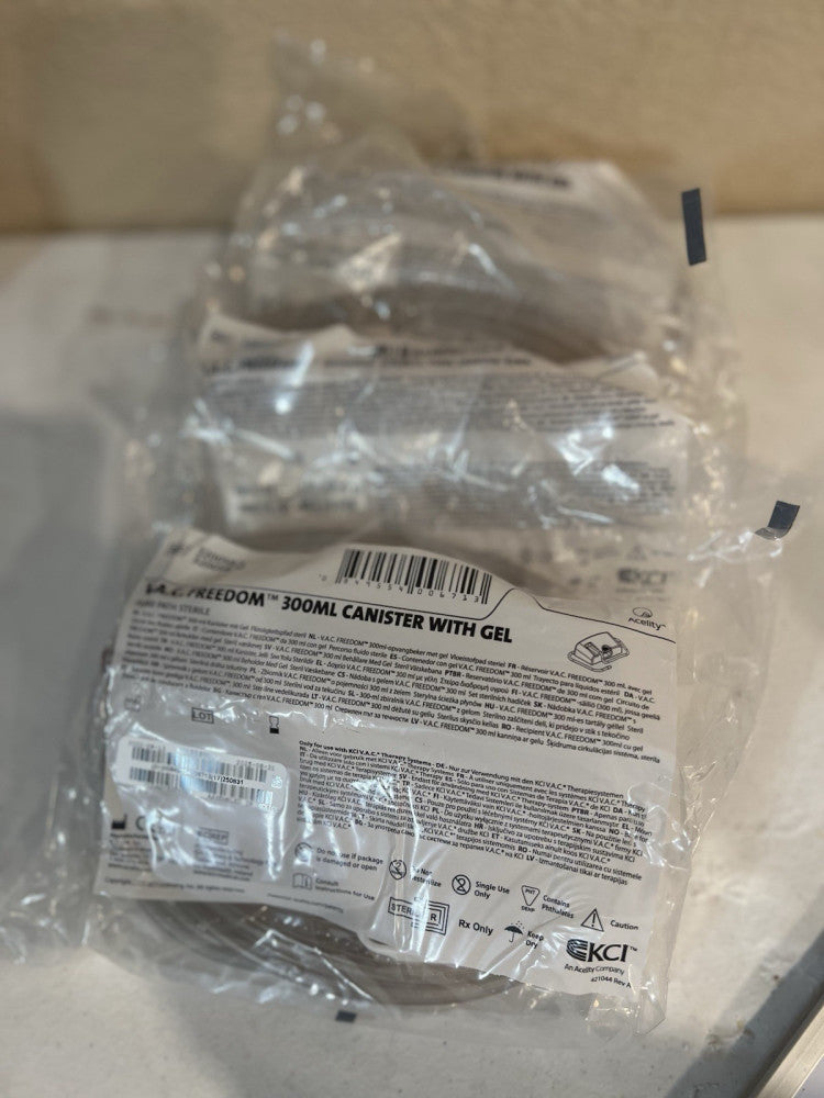 3 Pack Of KCI 300mL Canister w/ Gel ActiV.A.C. Therapy System Wound Vac 8-31-25