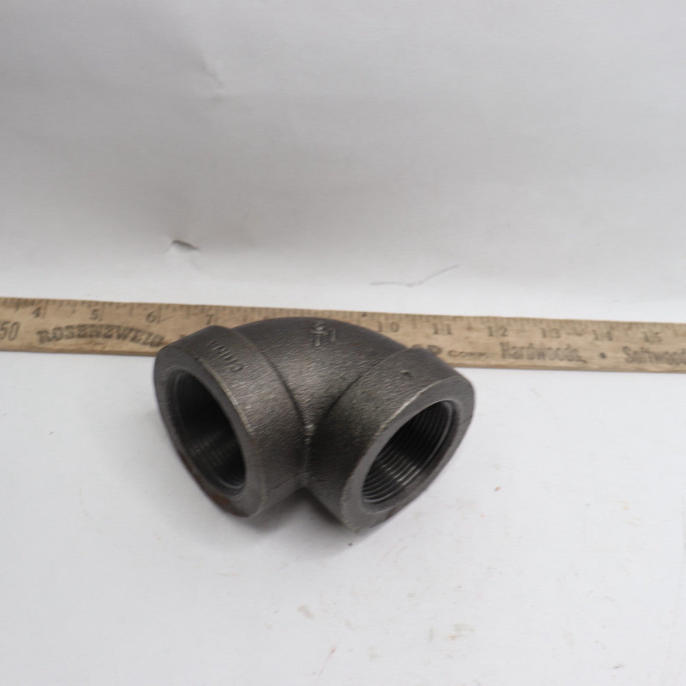Threaded 90-Deg Elbow Black Malleable Iron Class 300 1-1/2" 36996825 - Rusted