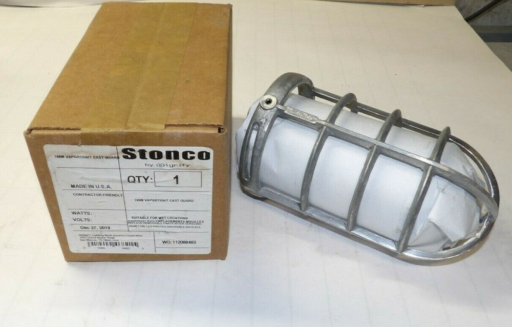 NEW PHILIPS STONCO VAPORTIGHT 100W CAST ALUMINUM GUARD CLEAR GLASS WO 112088463