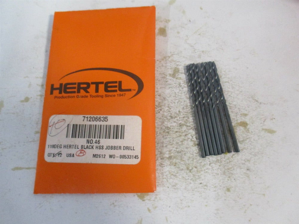 (71206635) #46 x 1-1/8" x 2-1/8" OAL HSS RH Spiral Drill Bit - Pack of 8