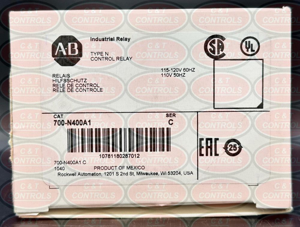 Allen Bradley 700-N400A1 Type N 120V Control Relay New In Box USA Stock
