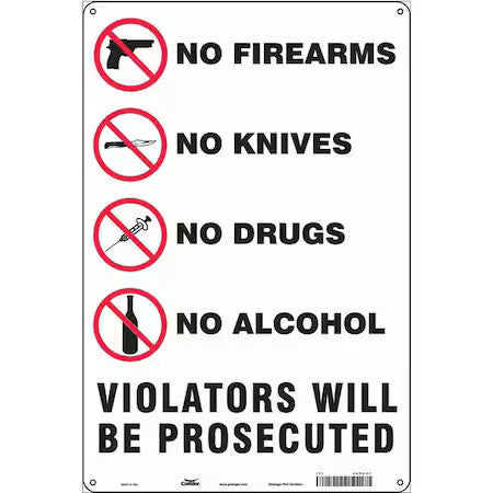 Condor 449L41 Safety Sign, 18 In H, 12 In W, Aluminum, Vertical Rectangle,
