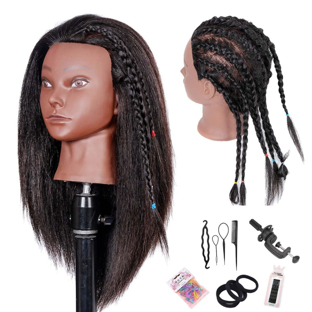 Mannequin Head Human Hair, Manikin Head with 100% Human Hair Cosmetology Doll...