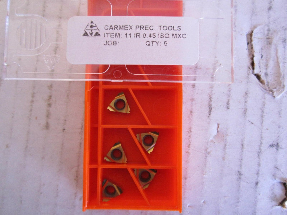 Carmex Carbide Laydown Threading Inserts 11 IR 0.45 ISO MXC Pack Of 5