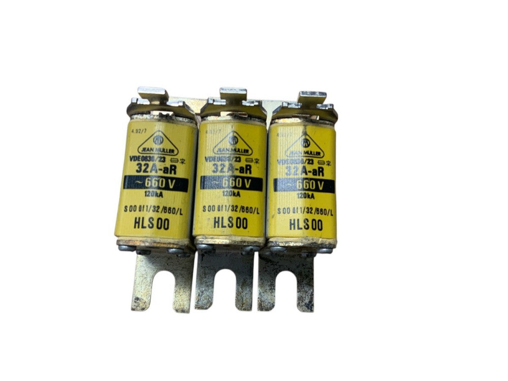3X Jean Muller VDEO636/23 HLS00 32A 660V 120kA Fuses