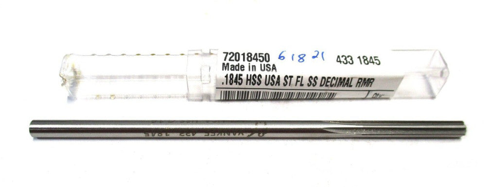 NEW (72018450) 3/16 x 1-1/8 x 4-1/2 6-Flute RH HSS Chucking Reamer