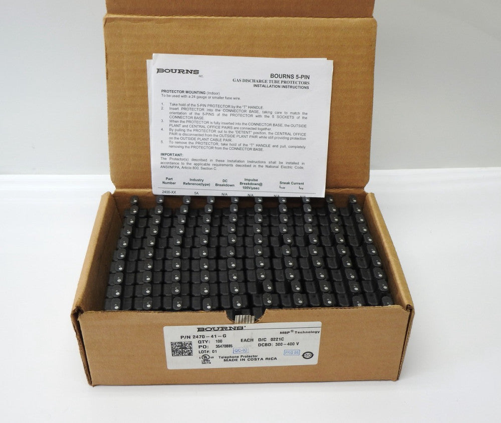 Box of 100 - Bourns 2470-41-G 5-Pin Gas Discharge Tube Protectors 2470 Series