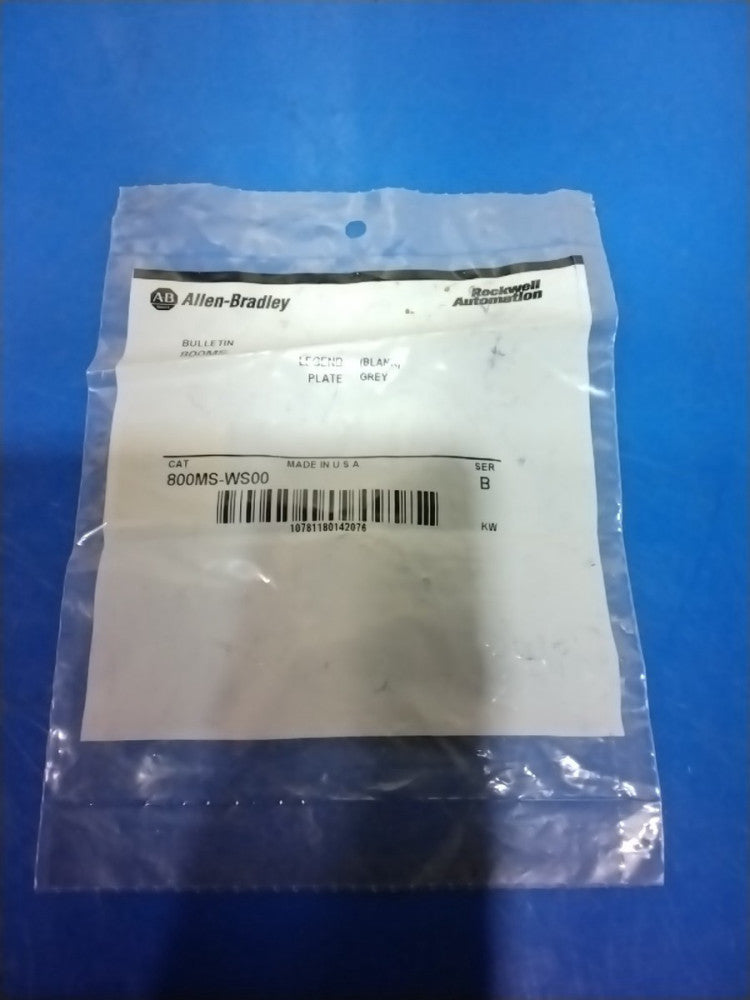 ALLEN BRADLEY 800MS-WS00 SER B GREY BLANK LEGEND PLATE