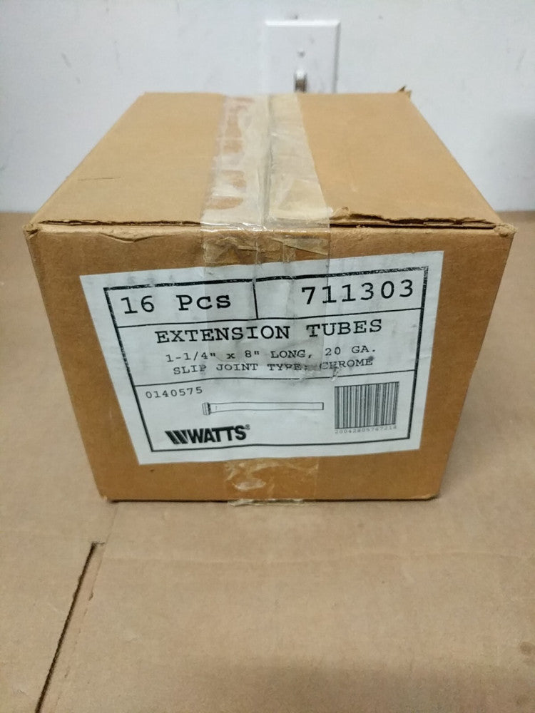 Watts Chrome 1-1/4" X 8" Long Slip Joint Extension Tubes  20 GA - 16pcs