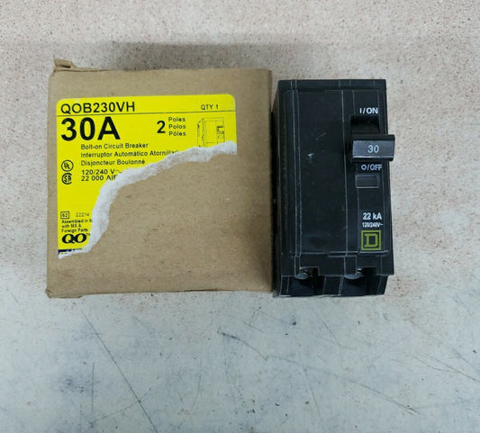 1-SQUARE D QOB230VH 2P 30A 240V 22K bolt-on circuit breaker NOS