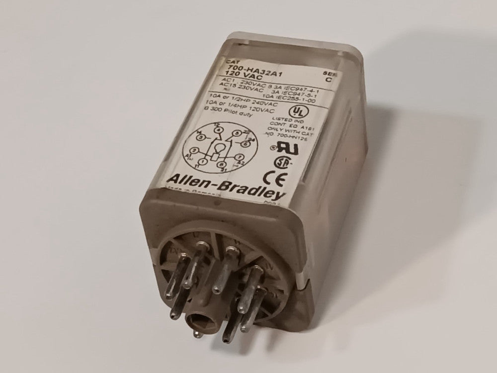 Allen-Bradley 700-HA32A1 Ser C plug-in general purpose relay, 120VAC, 10A, 1/4HP