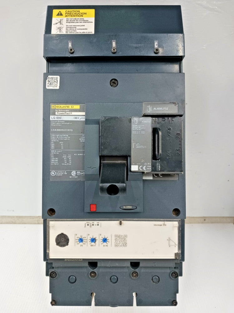 Square D PowerPact 600 Amp I-Line Circuit Breaker 3 Pole 600 VAC LGA36600U31XYQ