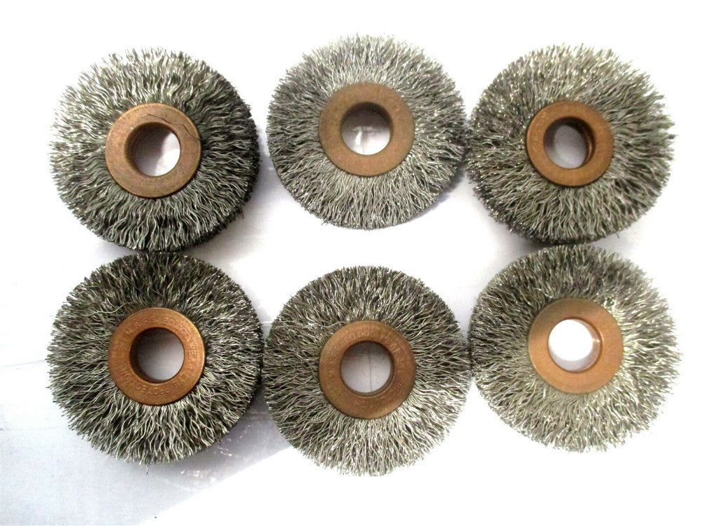 Brush Research Mfg 2 x 1/2 x 3/8 Crimped Stainless Steel Wheel Brush - 6 QTY