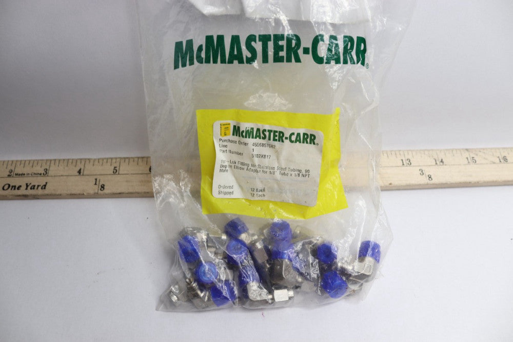 (12-Pk) McMaster-Carr Tube Male Pipe NPT 90 Degree Elbow Stainless Steel