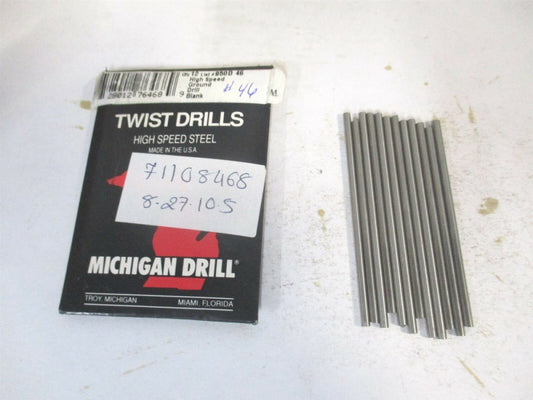 (950D 46) #46 x 2-1/8" Bright Finish High Speed Steel Long Drill Blank - Qty 12 
