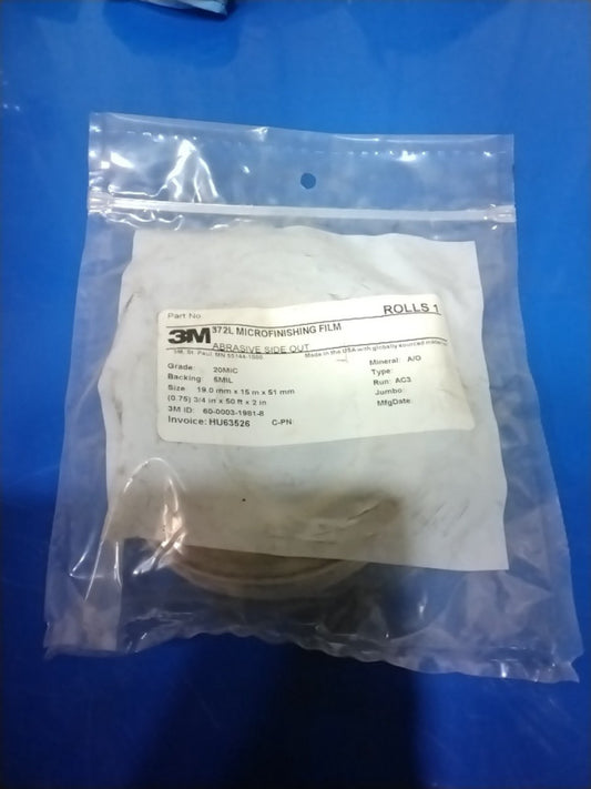 3M 372L Microfinishing Film 60-0003-1981-8 .75" x 50ft x 2"  20 micron 5 mil