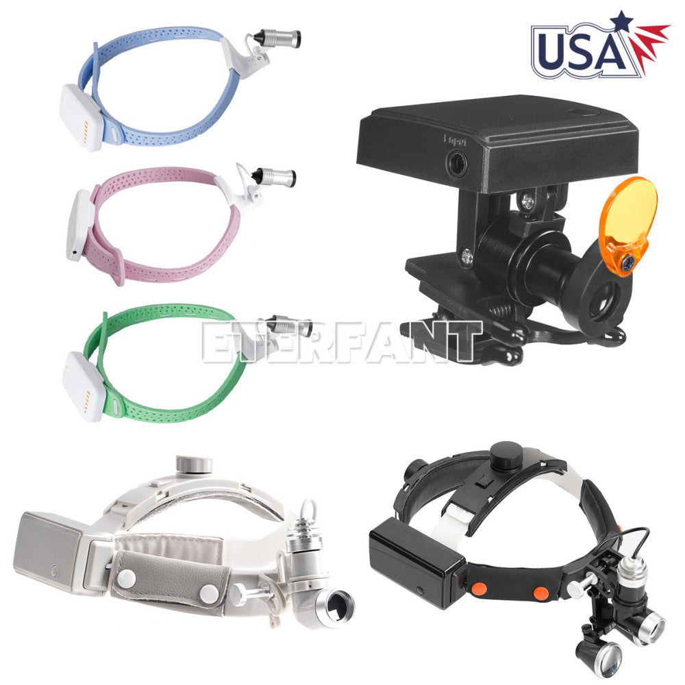 Dental 5/10W LED Headband Headlight Lamp/3.5X Binocular Loupe Headband Magnifier