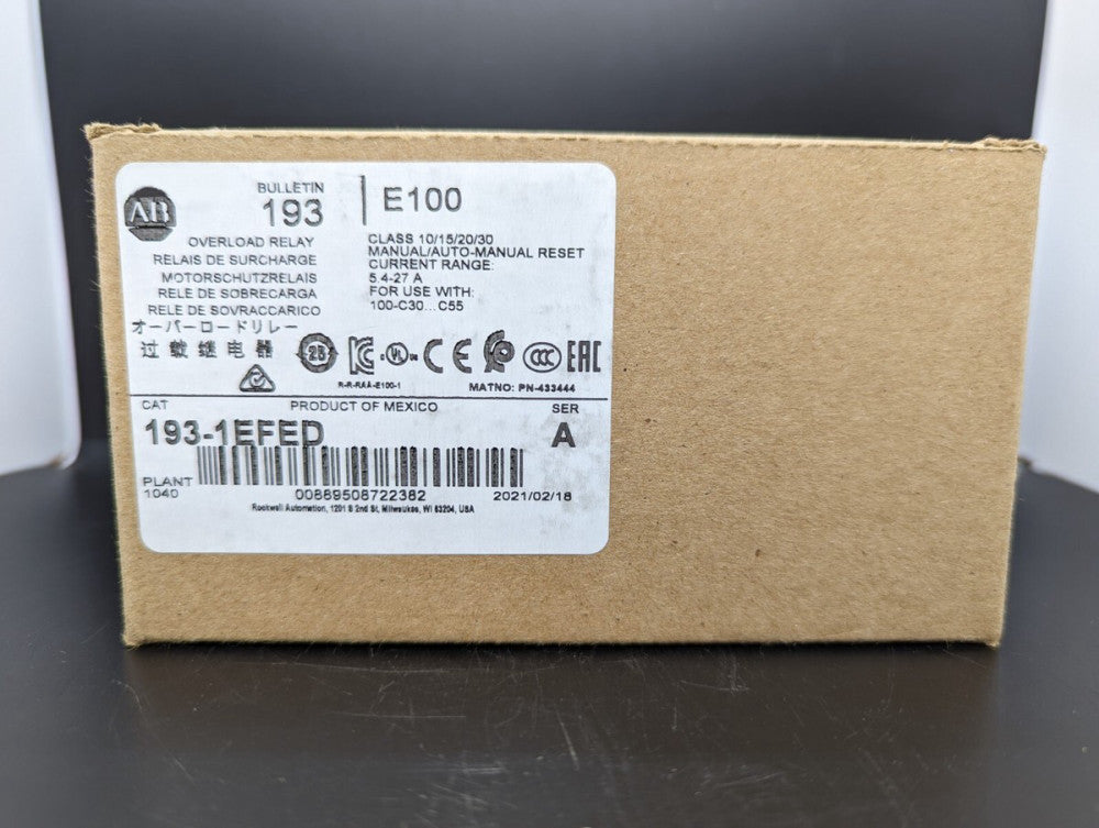 Allen Bradley 193-1EFED Overload Relay 5.4-27A New In Box USA