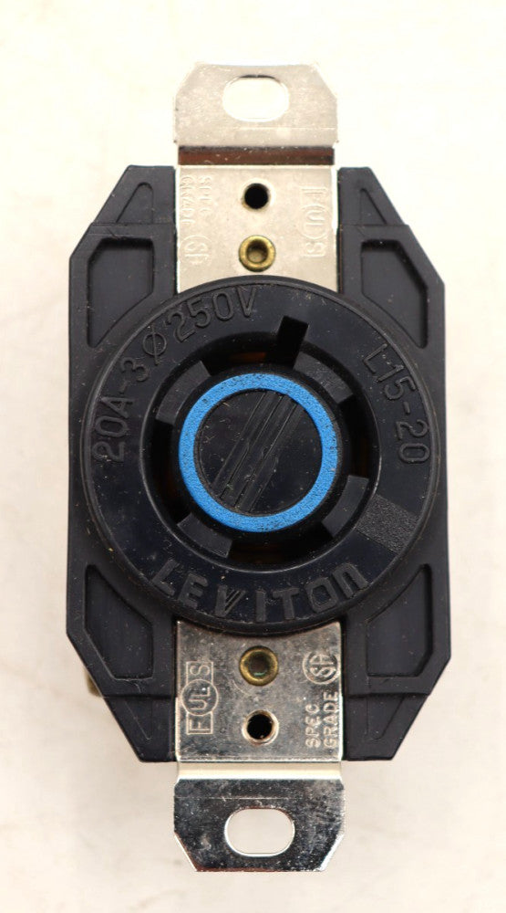 Leviton 2420 20 Amp 250-Volt 3-Phase Flush Mounting Grounding Locking Receptacle
