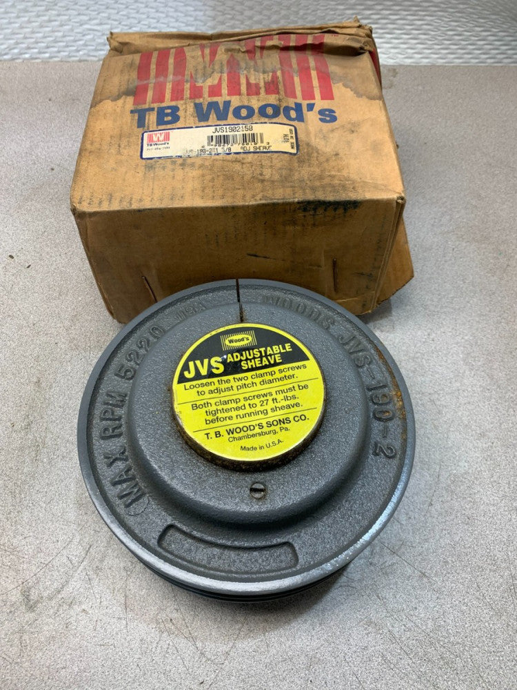 NEW IN BOX TB WOODS JVS1902158 JVS-190-2X1 5/8 ADJ SHEAVE