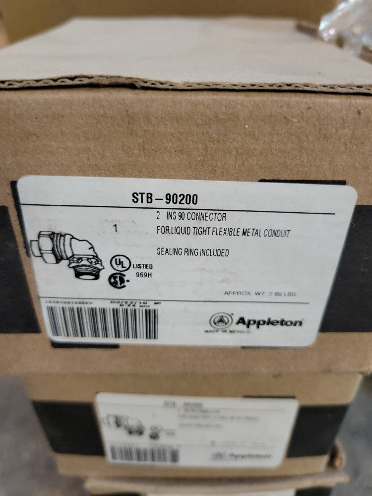 1) New! Appleton STB-90200 Connector For Liquid Tight Flexible Metal Conduit 2"