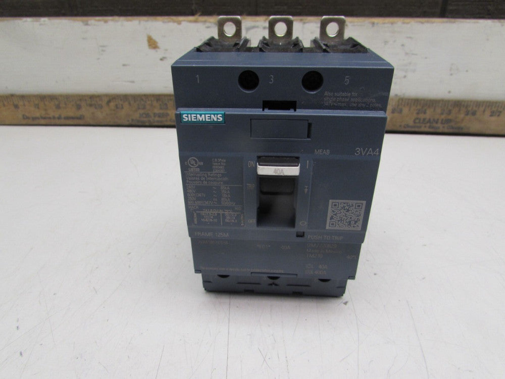 SIEMENS 3VA4140-5ED34-0AA0 , CIRCUIT BREAKER,  3P/40A /480V/35kA   MAKE OFFER!